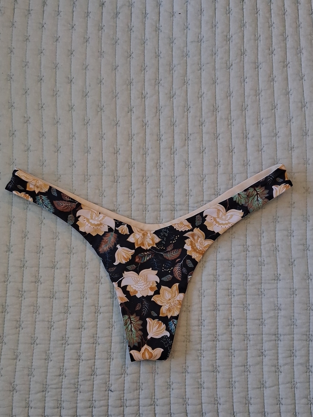 Floral Navy & Cream Women's Bikini Bottoms